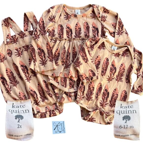 Kate Quinn 2021 Feather Organic Cotton 3-PC Bundle Baby Sz 6-12 Months and 2T
